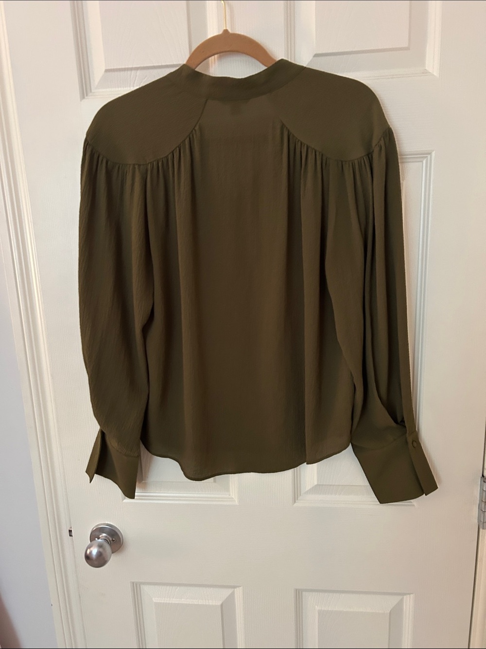 RW&CO. Olive Green Tie-Neck Long Sleeve Blouse - Picture 2 of 2